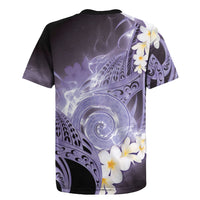 Piko Hawaiian Rugby Jersey Purple Galaxy Spiral Plumeria Tribal Patterns