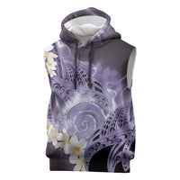 Piko Hawaiian Sleeveless Hoodie Purple Galaxy Spiral Plumeria Tribal Patterns DT05 Purple - Polynesian Pride