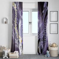 Piko Hawaiian Window Curtain Purple Galaxy Spiral Plumeria Tribal Patterns