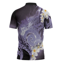 Piko Hawaiian Zipper Polo Shirt Purple Galaxy Spiral Plumeria Tribal Patterns DT05 - Polynesian Pride
