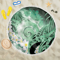 Piko Hawaiian Beach Blanket Green Galaxy Spiral Plumeria Tribal Patterns