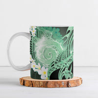 Piko Hawaiian Ceramic Mug Green Galaxy Spiral Plumeria Tribal Patterns