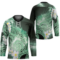 Piko Hawaiian Hockey Jersey Green Galaxy Spiral Plumeria Tribal Patterns