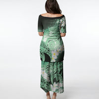 Piko Hawaiian Puletasi Green Galaxy Spiral Plumeria Tribal Patterns