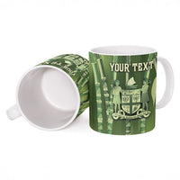 Personalised Fiji Language Week Sugarcane Masi Ceramic Mug Green Tapa Tribal Pattern DT05 - Polynesian Pride