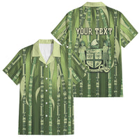 Personalised Fiji Language Week Sugarcane Masi Family Matching Summer Maxi Dress and Hawaiian Shirt Green Tapa Tribal Pattern DT05 Dad's Shirt - Short Sleeve Green - Polynesian Pride