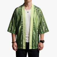 Personalised Fiji Language Week Sugarcane Masi Kimono Green Tapa Tribal Pattern