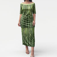 Personalised Fiji Language Week Sugarcane Masi Puletasi Green Tapa Tribal Pattern