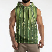 Personalised Fiji Language Week Sugarcane Masi Sleeveless Hoodie Green Tapa Tribal Pattern DT05 - Polynesian Pride