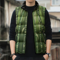Personalised Fiji Language Week Sugarcane Masi Sleeveless Puffer Jacket Green Tapa Tribal Pattern DT05 - Polynesian Pride