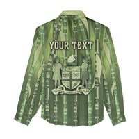 Personalised Fiji Language Week Sugarcane Masi Women Casual Shirt Green Tapa Tribal Pattern DT05 - Polynesian Pride