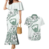 Aloha Hawaii Shaka Couples Matching Mermaid Dress and Hawaiian Shirt Hang Loose Mint Version - Polynesian Pride