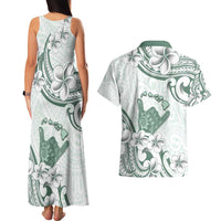 Aloha Hawaii Shaka Couples Matching Tank Maxi Dress and Hawaiian Shirt Hang Loose Mint Version - Polynesian Pride