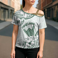 Aloha Hawaii Shaka Cross Shoulder Shirt Hang Loose Mint Version - Polynesian Pride