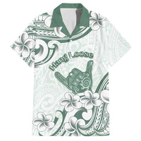 Aloha Hawaii Shaka Family Matching Long Sleeve Bodycon Dress and Hawaiian Shirt Hang Loose Mint Version - Polynesian Pride
