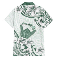 Aloha Hawaii Shaka Family Matching Long Sleeve Bodycon Dress and Hawaiian Shirt Hang Loose Mint Version - Polynesian Pride