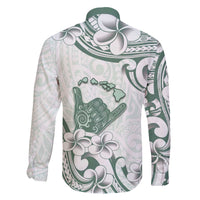 Aloha Hawaii Shaka Family Matching Off The Shoulder Long Sleeve Dress and Hawaiian Shirt Hang Loose Mint Version - Polynesian Pride