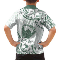 Aloha Hawaii Shaka Family Matching Puletasi and Hawaiian Shirt Hang Loose Mint Version DT05 - Polynesian Pride