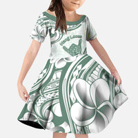 Aloha Hawaii Shaka Family Matching Puletasi and Hawaiian Shirt Hang Loose Mint Version DT05 Daughter's Dress Mint - Polynesian Pride