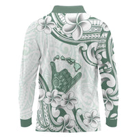 Aloha Hawaii Shaka Long Sleeve Polo Shirt Hang Loose Mint Version - Polynesian Pride