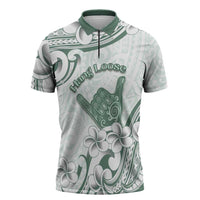 Aloha Hawaii Shaka Zipper Polo Shirt Hang Loose Mint Version DT05 Mint - Polynesian Pride