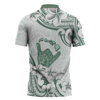 Aloha Hawaii Shaka Zipper Polo Shirt Hang Loose Mint Version DT05 - Polynesian Pride
