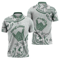 Aloha Hawaii Shaka Zipper Polo Shirt Hang Loose Mint Version DT05 - Polynesian Pride