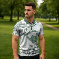 Aloha Hawaii Shaka Zipper Polo Shirt Hang Loose Mint Version - Polynesian Pride