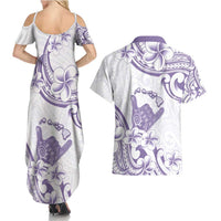 Aloha Hawaii Shaka Couples Matching Summer Maxi Dress and Hawaiian Shirt Hang Loose Purple Version - Polynesian Pride