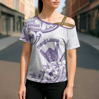 Aloha Hawaii Shaka Cross Shoulder Shirt Hang Loose Purple Version - Polynesian Pride