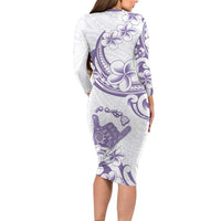 Aloha Hawaii Shaka Family Matching Long Sleeve Bodycon Dress and Hawaiian Shirt Hang Loose Purple Version - Polynesian Pride