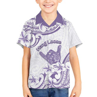 Aloha Hawaii Shaka Family Matching Puletasi and Hawaiian Shirt Hang Loose Purple Version DT05 Son's Shirt Purple - Polynesian Pride