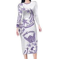 Aloha Hawaii Shaka Long Sleeve Bodycon Dress Hang Loose Purple Version - Polynesian Pride