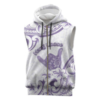 Aloha Hawaii Shaka Sleeveless Zip Hoodie Hang Loose Purple Version - Polynesian Pride