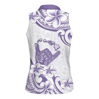 Aloha Hawaii Shaka Women Sleeveless Polo Shirt Hang Loose Purple Version - Polynesian Pride