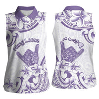 Aloha Hawaii Shaka Women Sleeveless Polo Shirt Hang Loose Purple Version - Polynesian Pride
