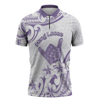 Aloha Hawaii Shaka Zipper Polo Shirt Hang Loose Purple Version DT05 Purple - Polynesian Pride