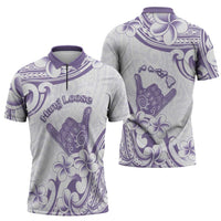 Aloha Hawaii Shaka Zipper Polo Shirt Hang Loose Purple Version DT05 - Polynesian Pride
