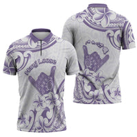 Aloha Hawaii Shaka Zipper Polo Shirt Hang Loose Purple Version - Polynesian Pride