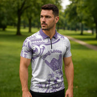 Aloha Hawaii Shaka Zipper Polo Shirt Hang Loose Purple Version DT05 - Polynesian Pride