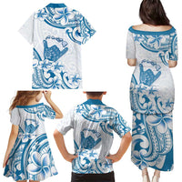 Aloha Hawaii Shaka Family Matching Puletasi and Hawaiian Shirt Hang Loose Blue Version DT05 - Polynesian Pride