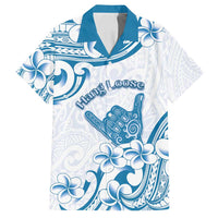 Aloha Hawaii Shaka Family Matching Puletasi and Hawaiian Shirt Hang Loose Blue Version DT05 Dad's Shirt - Short Sleeve Blue - Polynesian Pride