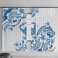 Aloha Hawaii Shaka Window Curtain Hang Loose Blue Version DT05 With Hooks Blue - Polynesian Pride