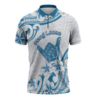 Aloha Hawaii Shaka Zipper Polo Shirt Hang Loose Blue Version DT05 Blue - Polynesian Pride