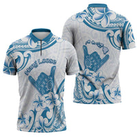 Aloha Hawaii Shaka Zipper Polo Shirt Hang Loose Blue Version DT05 - Polynesian Pride