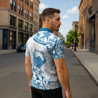 Aloha Hawaii Shaka Zipper Polo Shirt Hang Loose Blue Version DT05 - Polynesian Pride