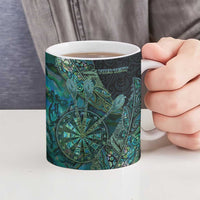 Personalised New Zealand Dart Ceramic Mug Maori Fern With Paua Shell - Polynesian Pride