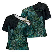 Personalised New Zealand Dart Cross Shoulder Shirt Maori Fern With Paua Shell - Polynesian Pride
