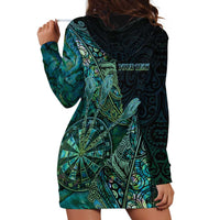 Personalised New Zealand Dart Hoodie Dress Maori Fern With Paua Shell - Polynesian Pride