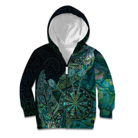 Personalised New Zealand Dart Kid Hoodie Maori Fern With Paua Shell - Polynesian Pride